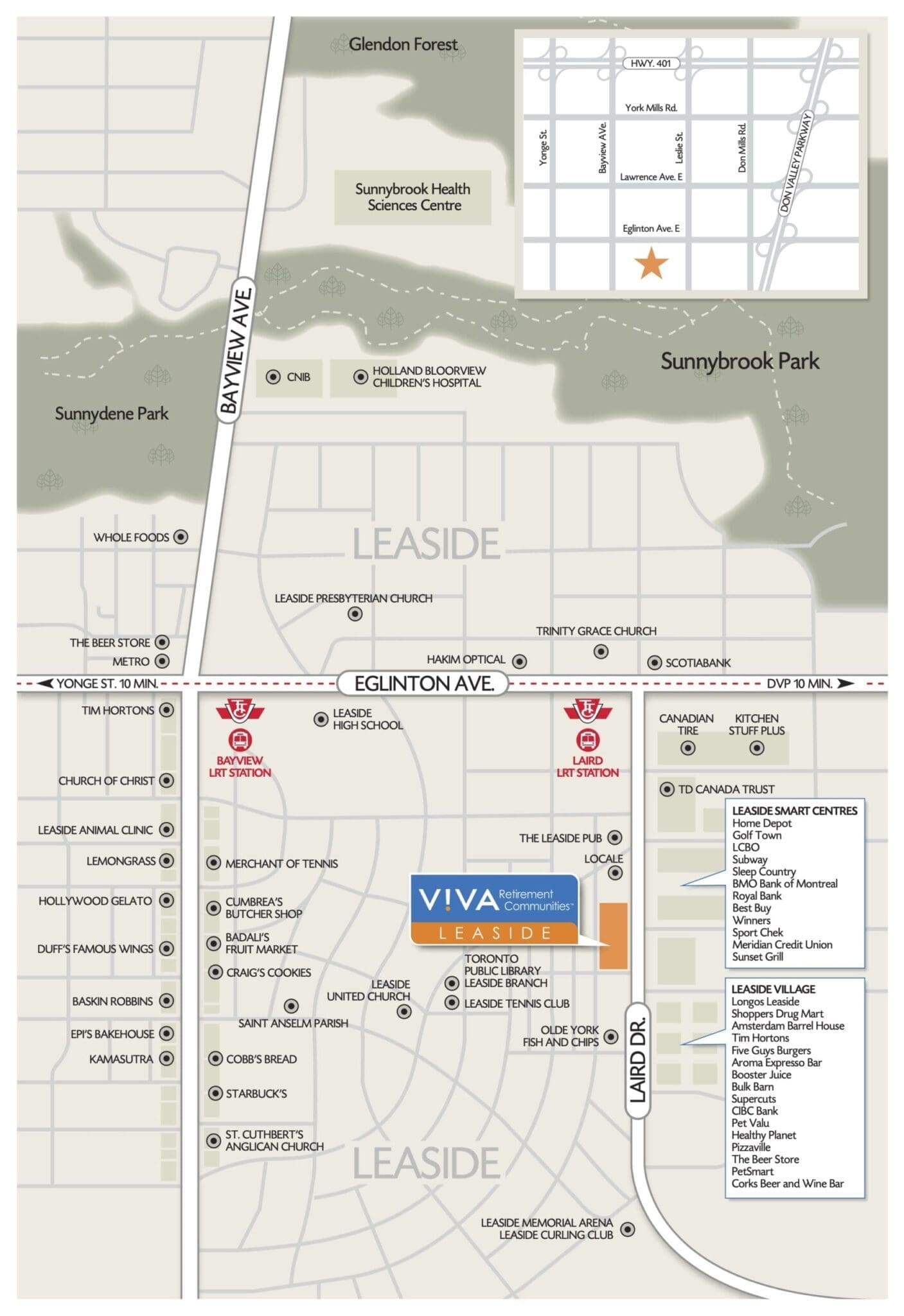 Leaside location map